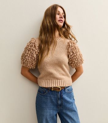 Camel Loop Stitch Sleeve Knitted Top