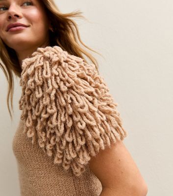 Camel Loop Stitch Sleeve Knitted Top