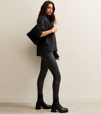 Tall Black Wetlook Leggings 3 Tall Black Wetlook Leggings