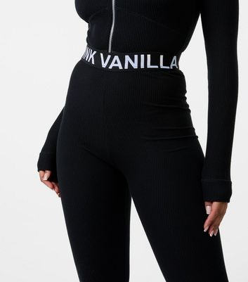 Pink Vanilla Black Ribbed Logo Waist Leggings 3 Pink Vanilla Black Ribbed Logo Waist Leggings