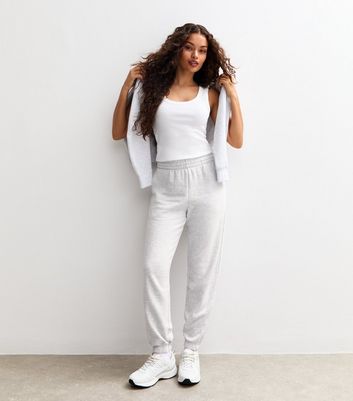 Petite Light Grey Jersey Cuffed Joggers 2 Petite Light Grey Jersey Cuffed Joggers