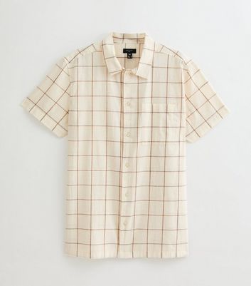 Light Brown Short Sleeve Grid Check Shirt