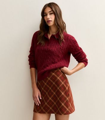 Red Checked Mini Skirt