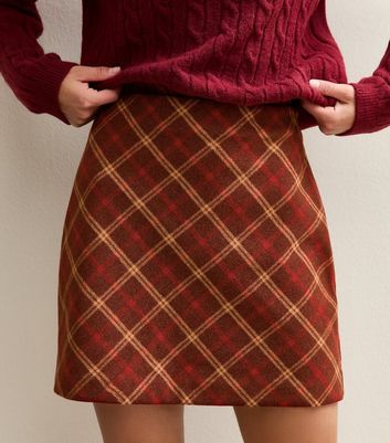 Red Checked Mini Skirt
