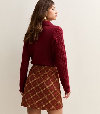 Red Checked Mini Skirt