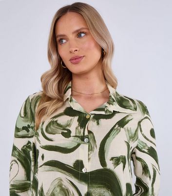 Gini London Linen Blend Pocket Shirt Midi Dress