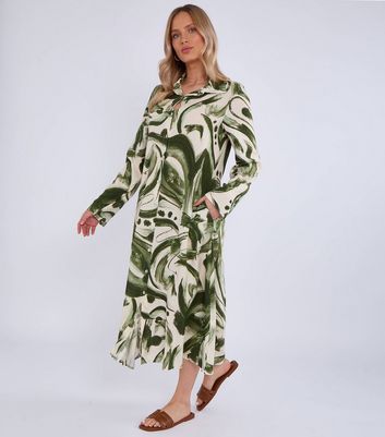 Gini London Linen Blend Pocket Shirt Midi Dress