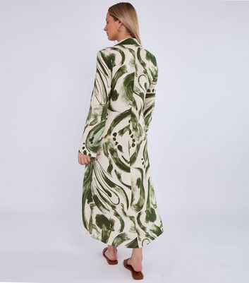 Gini London Linen Blend Pocket Shirt Midi Dress