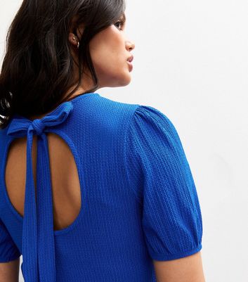 Blue Textured Jersey Mini Smock Dress 3 Blue Textured Jersey Mini Smock Dress