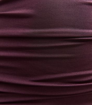 Burgundy One Shoulder Slinky Jersey Midi Dress