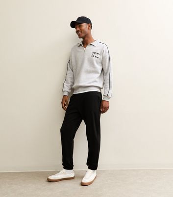 Grey Marl Relaxed Brooklyn Logo Quarter Zip Sweatshirt 3 Grey Marl Relaxed Brooklyn Logo Quarter Zip Sweatshirt