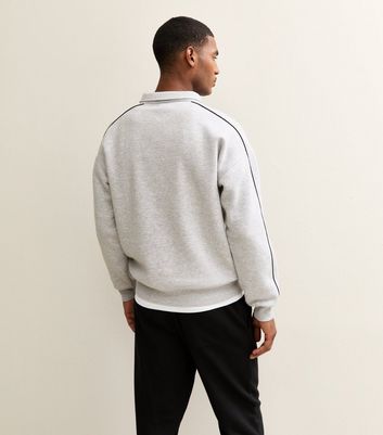 Grey Marl Relaxed Brooklyn Logo Quarter Zip Sweatshirt 4 Grey Marl Relaxed Brooklyn Logo Quarter Zip Sweatshirt