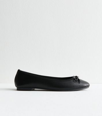 Black Faux Leather Classic Ballet Pumps 5 Black Faux Leather Classic Ballet Pumps