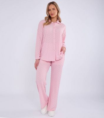 Gini London Pink Textured Oversized Shirt