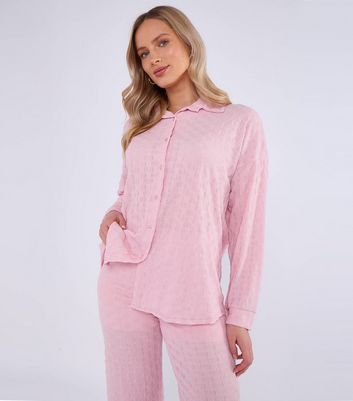 Gini London Pink Textured Oversized Shirt