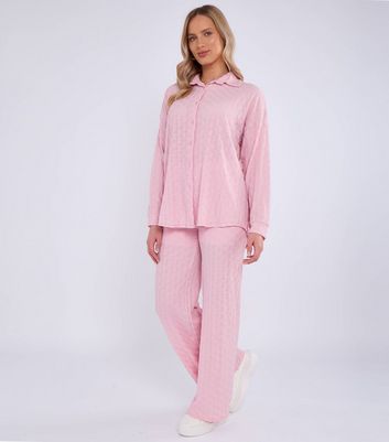 Gini London Pink Textured Oversized Shirt