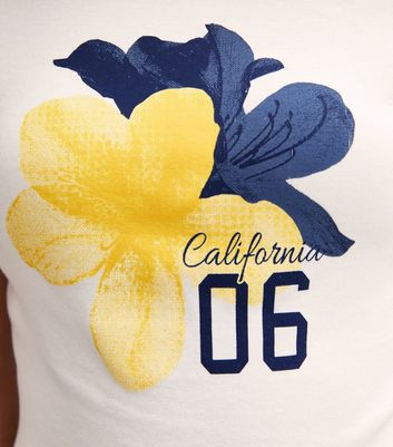 Girls White California Hibiscus Print T-Shirt 5 Girls White California Hibiscus Print T-Shirt