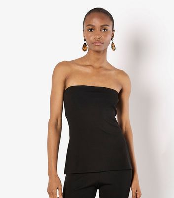 Apricot Black Side Slit Bandeau Top