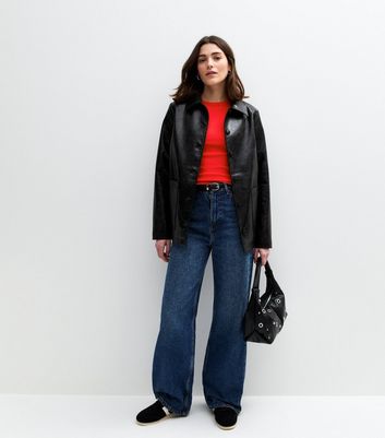 Red Crew Neck Rib Jersey Top