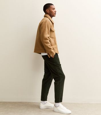 Khaki Relaxed Pull On Drawstring Waist Corduroy Trousers