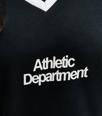 Girls Black Athletic Logo V Neck Sweatshirt