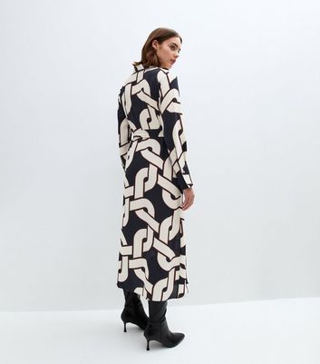 Navy Chain Print Midi Shirt Dress 4 Navy Chain Print Midi Shirt Dress