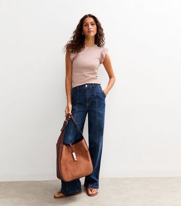 Mink Ribbed Frill Sleeve Vest