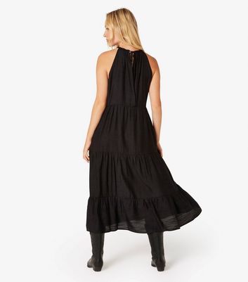 Apricot Back Lace Detail Tiered Midi Dress 3 Apricot Back Lace Detail Tiered Midi Dress