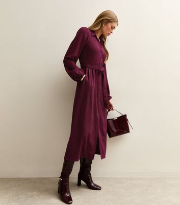 Burgundy Crinkled Shirt Dress 3 Burgundy Crinkled Shirt Dress