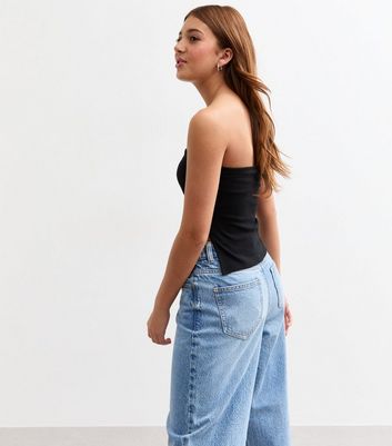 Girls Black Ruched Side Bandeau Top 4 Girls Black Ruched Side Bandeau Top