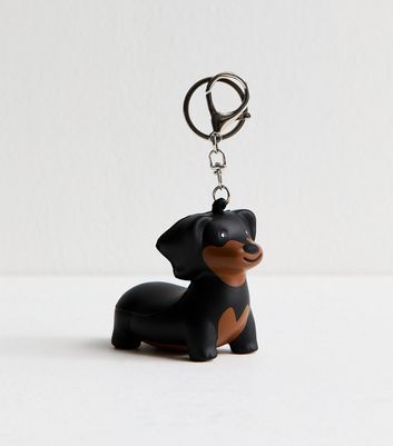 Black Sausage Dog Stress Ball Key Ring