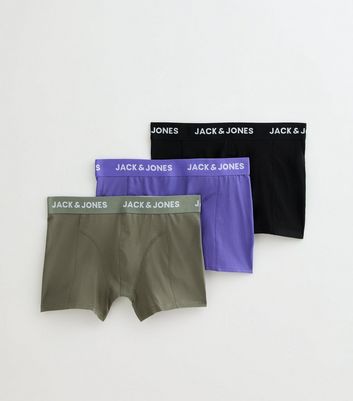 Jack & Jones Light Khaki/Purple/Black Pack Of 3 Jersey Boxers