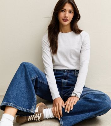 Grey Long Sleeve Crew Neck Top