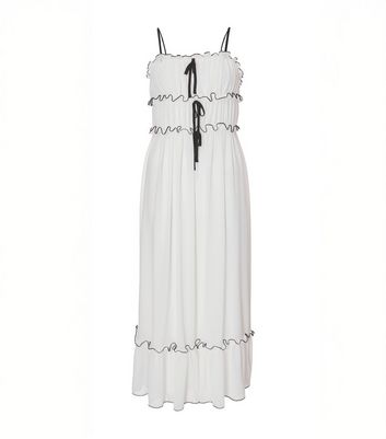 Quiz Petite White Chiffon Ruffle Midi Dress 4 Quiz Petite White Chiffon Ruffle Midi Dress