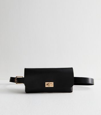 Black Faux Leather Belt Phone Bag