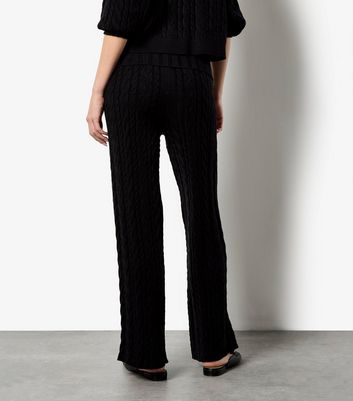 Apricot Black Cable Knit Wide Leg Trousers 3 Apricot Black Cable Knit Wide Leg Trousers