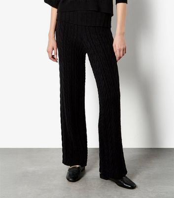 Apricot Black Cable Knit Wide Leg Trousers 5 Apricot Black Cable Knit Wide Leg Trousers