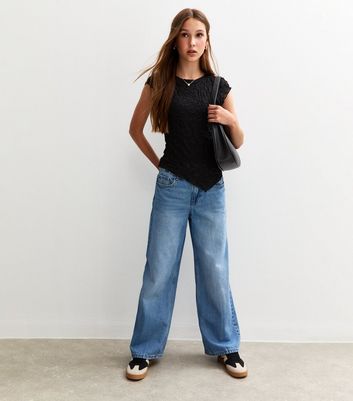 Girls Black Asymmetric Hem Lace Top 3 Girls Black Asymmetric Hem Lace Top