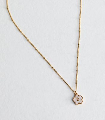 18ct Gold Plated Initial C Flower Necklace 4 18ct Gold Plated Initial C Flower Necklace
