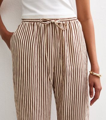 Brown Soft Touch Striped Wide Leg Trousers 3 Brown Soft Touch Striped Wide Leg Trousers