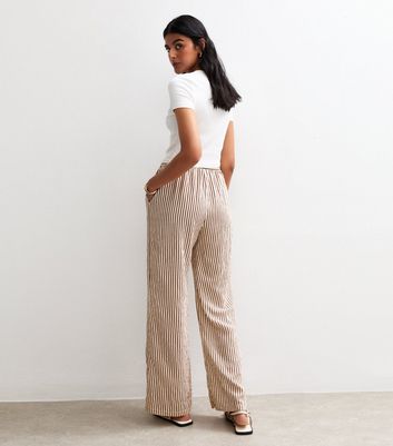 Brown Soft Touch Striped Wide Leg Trousers 4 Brown Soft Touch Striped Wide Leg Trousers
