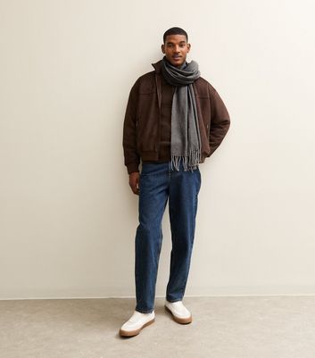 Jack & Jones Grey Fringe Trim Scarf