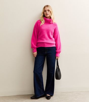 Sunshine Soul Mid Pink Fluffy Roll Neck Jumper 3 Sunshine Soul Mid Pink Fluffy Roll Neck Jumper