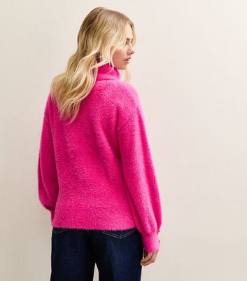 Sunshine Soul Mid Pink Fluffy Roll Neck Jumper 4 Sunshine Soul Mid Pink Fluffy Roll Neck Jumper