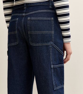 Dark Blue Baggy Mid Rise Jeans