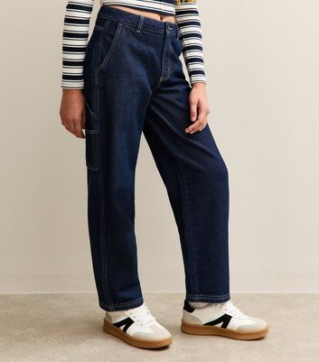 Dark Blue Baggy Mid Rise Jeans 3 Dark Blue Baggy Mid Rise Jeans