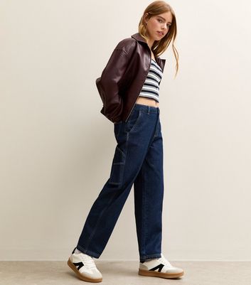 Dark Blue Baggy Mid Rise Jeans 4 Dark Blue Baggy Mid Rise Jeans