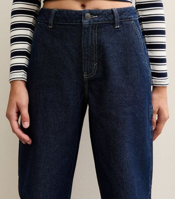 Dark Blue Baggy Mid Rise Jeans 6 Dark Blue Baggy Mid Rise Jeans